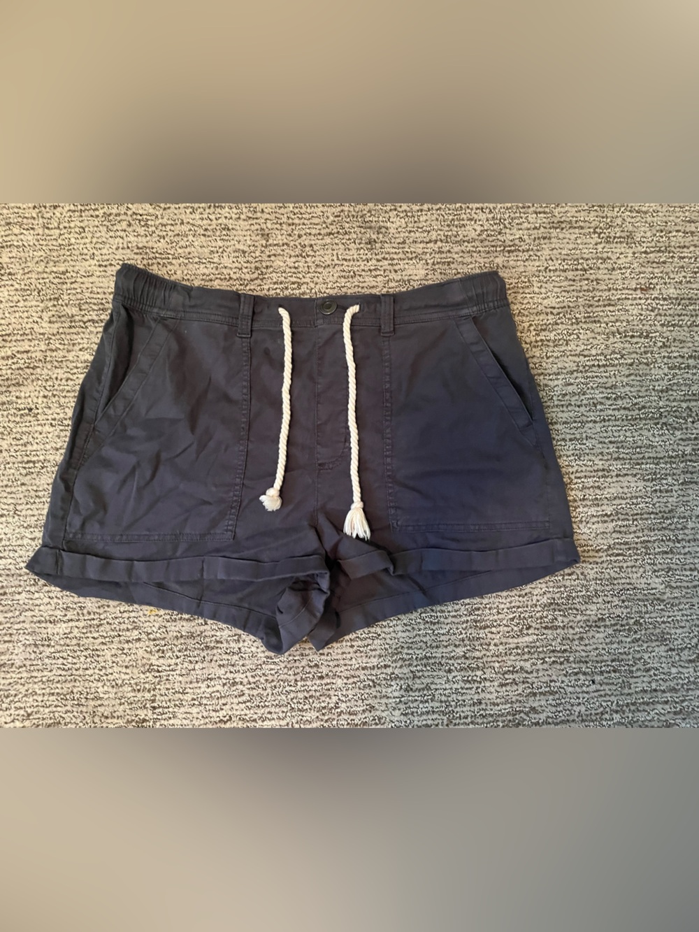 SO Grey Drawstring Shorts with White Rope